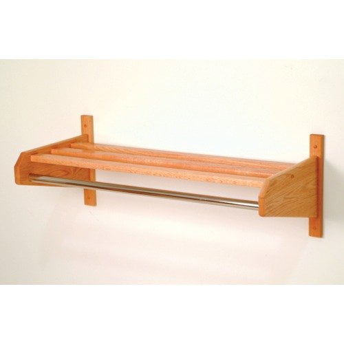 Wooden Mallet Coat and Hat Rack with Chrome Bar