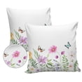 thumbnail image 2 of Outdoor Throw Pillow Cover Spring Blossom Flowers and Butterfly Waterproof Cushion Covers 2 Pack Botanical Plants on White Pillow Cases Home Decoration for Patio Garden Couch Sofa, 2 of 7