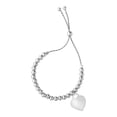 thumbnail image 1 of Adjustable Shiny Bead Bracelet Heart Charm in Sterling Silver 9.25 in, 1 of 2