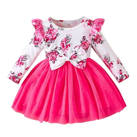 

Toddler Children Girls Long Sleeve Bowknot Lace Flowers Dresses Dress Clothes Dress for Girls with Sleeves Girls Dresses Short Sleeve Dresses Little Girls Christmas Dresses Toddler Wedding Dresses