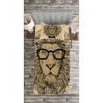 thumbnail image 3 of Ambesonne Indie Quilted Bedspread Set 2 Pcs, Dandy Cool Lion Character, Twin Size, Sand Brown Black Yellow, 3 of 3