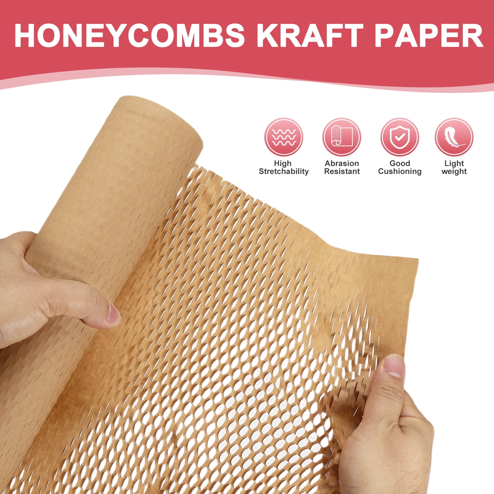 Uxcell Honeycombs Packing Paper Wrap, 12 Inch x 164 ft Wood Pulp Kraft Paper Bubble Pack Wrap Roll for Packing Shipping Moving, Cowhide