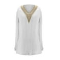 thumbnail image 5 of Plus Size Tops Trendy Western Tops for Ladies V-Neck Pullover Loose Tunic Long Sleeve T Shirts Solid Color Sweatshirts Womens Spring Fashion White M, 5 of 5