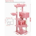 thumbnail image 3 of Pink Cat Tree for Large Cats with Super Large Top Perch,56.2" Multi-Level Tower for Indoor Cats with Hammock, Cat Shelves with Scratching Posts and 2 Condos Houses, Pink, 3 of 15
