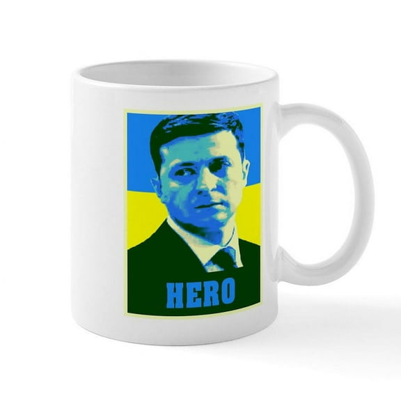 CafePress - Ukrainian President Zelenskyy Ukraine Flag Mugs - 11 oz Ceramic Mug - Novelty Coffee Tea Cup