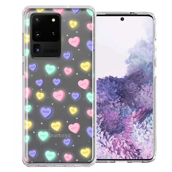 MUNDAZE For Samsung Galaxy S20 Ultra Valentine's Day Heart Candies Polkadots Design Double Layer Phone Case Cover