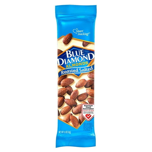 Blue Diamond Almonds, Roasted Salted, 1.5oz tube Pack of 12