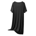 thumbnail image 4 of Tnhcen Plus Size Women's Casual Lace Trim Sleepwear Long Round Neck Dress | Soft Breathable Loungewear for Home & Bedtime | L-2XL, 4 of 7