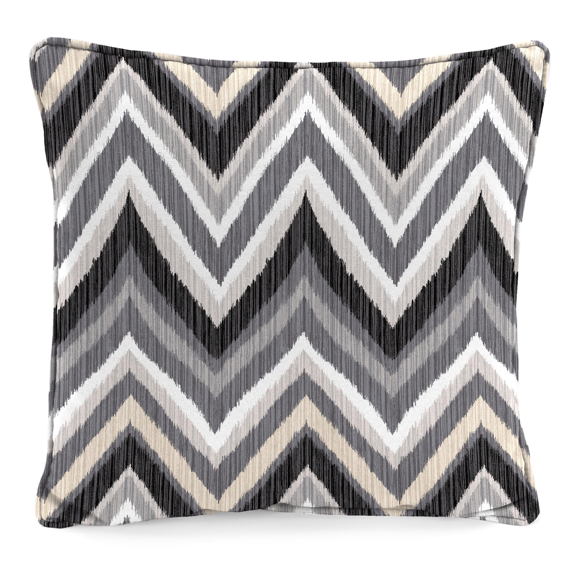 Jordan Manufacturing 16" x 16" Flame Coal Gray Chevron Square Outdoor Throw Pillow with Welt (2 Pack)