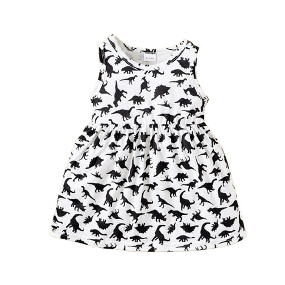 Toddler Baby Girls Dinosaur Dress Sleeveless Beach Dress Clothes 12-18M