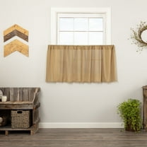 VHC Brands Primitive Farmhouse Kitchen Window Curtains-Tobacco Cloth Fringed Tier Pair, Set 24x36, Khaki Tan