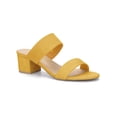 thumbnail image 1 of BLISSFUL STEP Women's Shoes Dual Straps Mid Chunky Heel Slide Sandals Yellow 7.5, 1 of 8