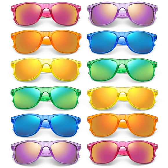 Gafas de Sol SUNOVELTIES Retro con Lentes Espejadas de Neón Paquete de 12