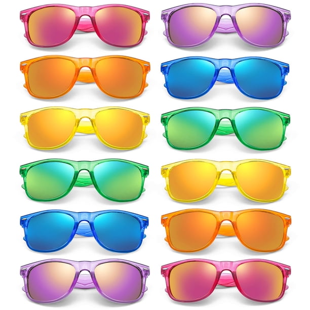 Gafas de Sol SUNOVELTIES Retro con Lentes Espejadas de Neón Paquete de 12