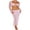 Pink, variant on LMLYSoH 2 Piece Set Women Hollow Out Knit Skirt Outfits Long Sleeve Square Neck Crop Tops Long Skirts Female Sexy Beach 2pcs Sets