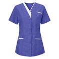 thumbnail image 1 of Ktyne Blouses Médicales pour Femmes Col en V Manches Courtes Tunique d'Infirmière Extensible Blouse de Mode avec Poches Violet m, 1 of 4