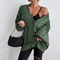 thumbnail image 2 of Womens Oversized Cable Knit Cardigan Sweater Button Front V Neck Long Sleeve Soft Warm Casual Outerwear for Fall Winter Daily Wear Ladies Top, XL, 2 of 6