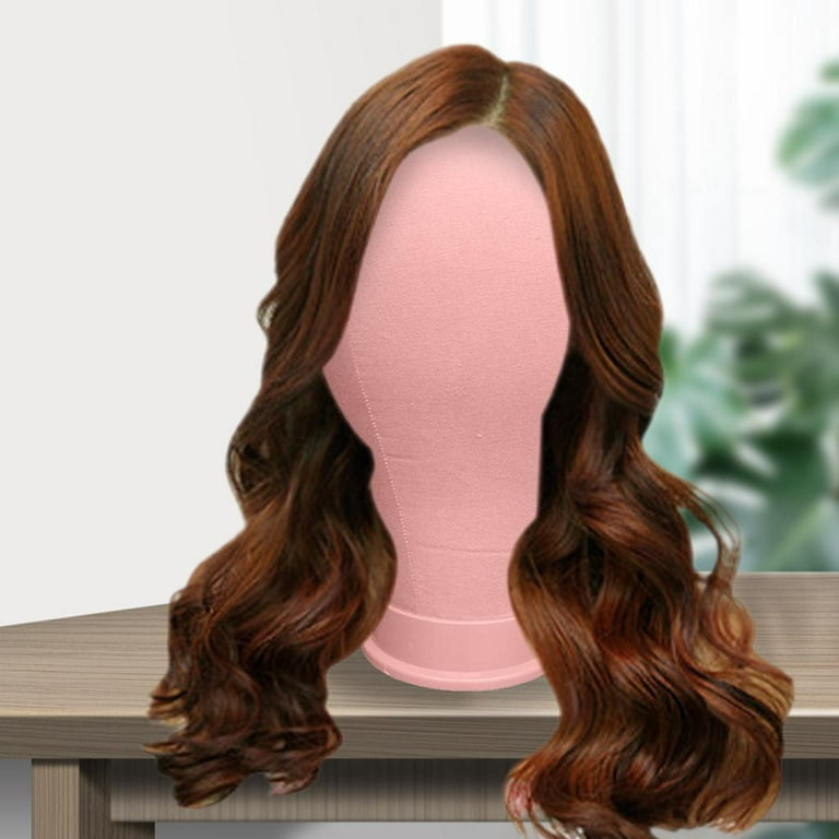 Rose Pink Wig Head Stand with Mannequin Head and Canvas Block for Wig  Making, Styling, and Display