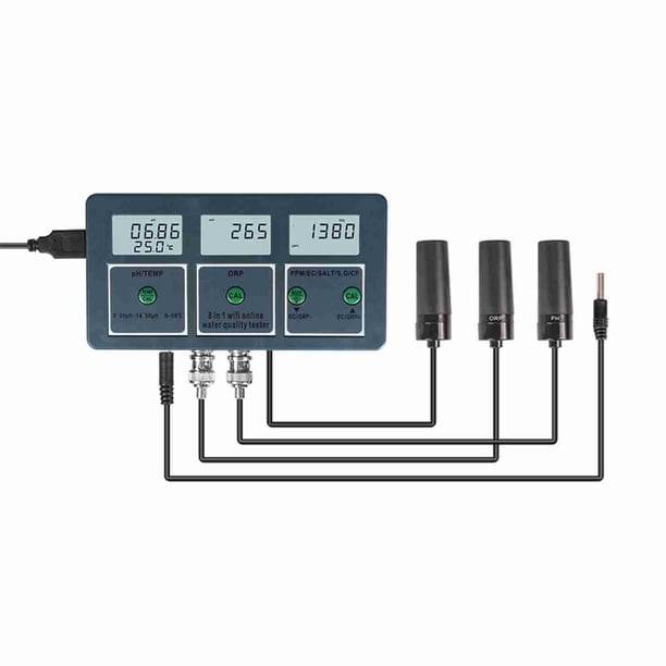 Agua nueva profesional 8 en 1 monitoreo de pruebas de agua multiparaméter lcd monitor de de agua multifunción ph/ec/tds/sal/s.g/cf/orp/tempatura agua multiparamétrica