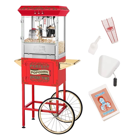Great Northern Popcorn 10 oz. Perfect Popper Popcorn Machine with Cart - Red