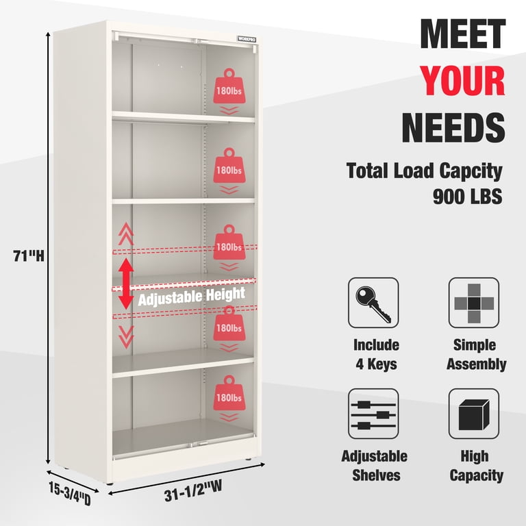 WORKPRO 71" Metal Garage Storage Cabinet, Locking Doors photo 4