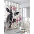 thumbnail image 3 of Farmhouse Rustic Shower Curtain, Wildflowers Cow Wood Texture Bathroom Decor Curtains Set with Hooks, Black White Waterproof Fabric Home Accessories， 72 X 78 Inch Long, 3 of 6