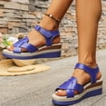 thumbnail image 6 of Domuza Women Orthopedic Wedge Platform Sandals, Adjustable Strap Non Slip Breathable Thick Sole Summer Casual Shoes Blue 8.5（EU-41）, 6 of 6