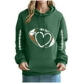 thumbnail image 2 of Brondbend Hoodies Womens Pullover Sweatshirt for Women Long Sleeved Pockets Drawstring Pullover Print Soft Stylish Loose Fit Tops Lady Party Fall Winter Wear Army Green, 2 of 3