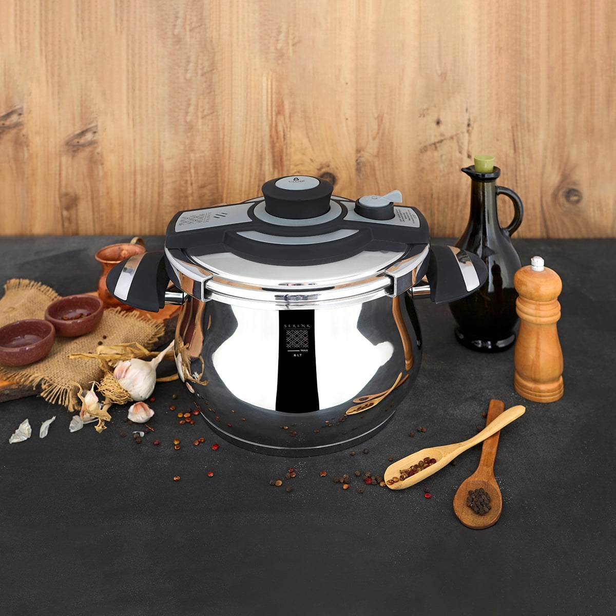 Serenk Definition 6 L Pressure Cooker 6 qt, Stove Top Pot, Overheat Protection