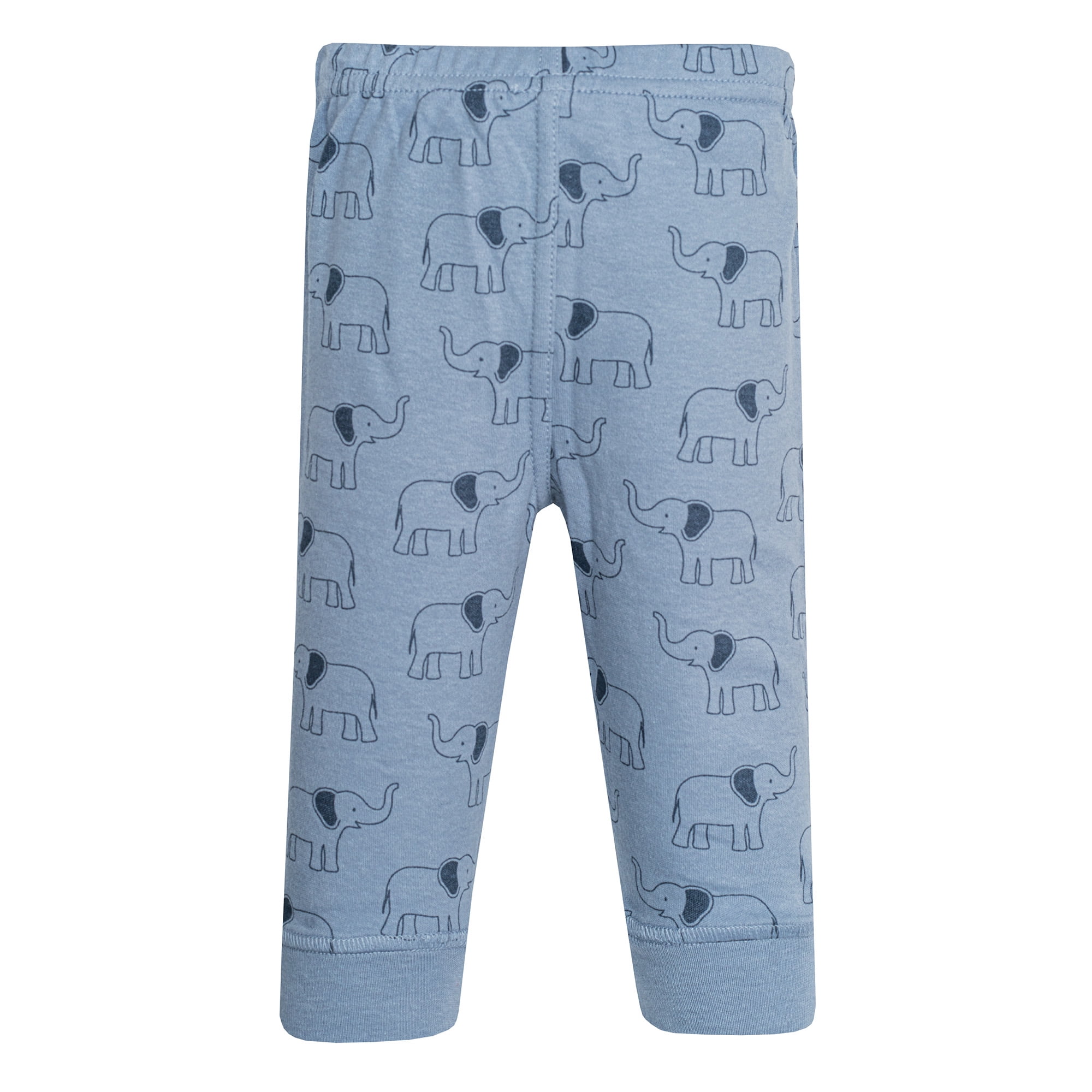 Hudson Baby Boy Cotton Pants and Leggings, Blue Elephants, 0-3 Months
