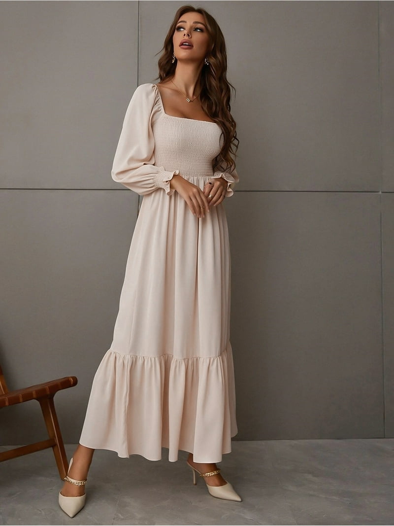 chinese dress ladies Stella Beige Long Sleeve Mini Dress main image 0