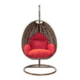 thumbnail image 3 of LeisureMod Beige Wicker Hanging Egg Chair with Stand and Cushion, Indoor Outdoor Swing for Patio, Bedroom, Garden (Red), 3 of 10