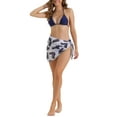 thumbnail image 2 of INSPIRE CHIC Women's Triangle Halter Bikini Sets, 3 Piece High Cut Thong Leaf Print Cover Up Skirt Swimwear Bathing Suits Small Dark Blue, 2 of 5
