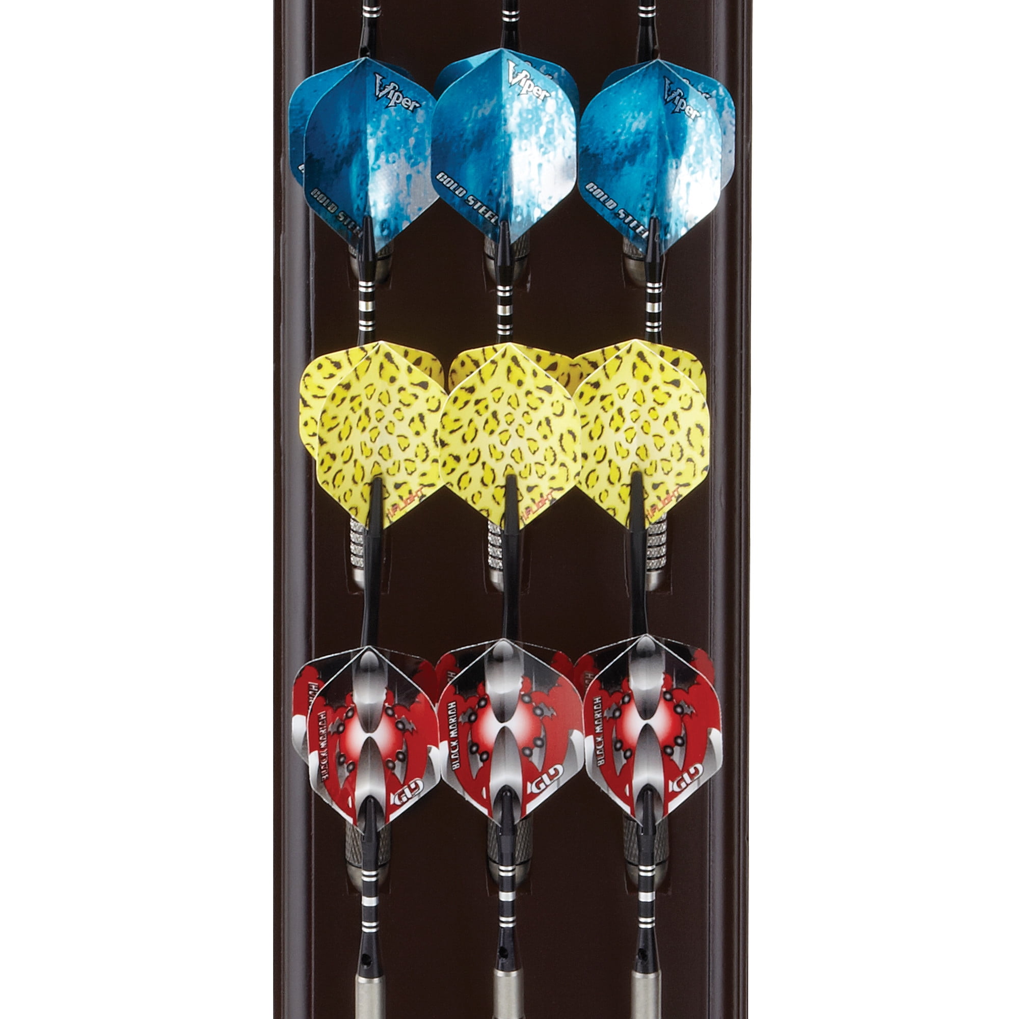 Viper Dart Caddy, Wall Mounted Dart Rack for 12 Darts, Mahogany