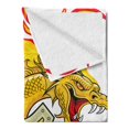 thumbnail image 2 of Dragon Soft Flannel Fleece Throw Blanket, Creature with Royal Shield Hero Knight Medieval Times Print, Cozy Plush for Indoor and Outdoor Use, 50" x 60", Marigold Pistachio Green, by Ambesonne, 2 of 5