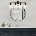 thumbnail image 3 of Wall Light for 60W Bulb Farmhouse Metal Sconce w Glass Shade Matte Black, 4-Light Sconce, 3 of 9