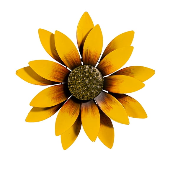 Metal Yellow Sunflower Wall Spinner, 13"