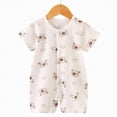 thumbnail image 2 of HCNTES Newborn Infant Baby Unisex Short Sleeve One-Piece Romper Toddler Children Breathable Pajamas Nighty Loungewear for Spring Summer(L01-Khaki,0-6 Months), 2 of 4