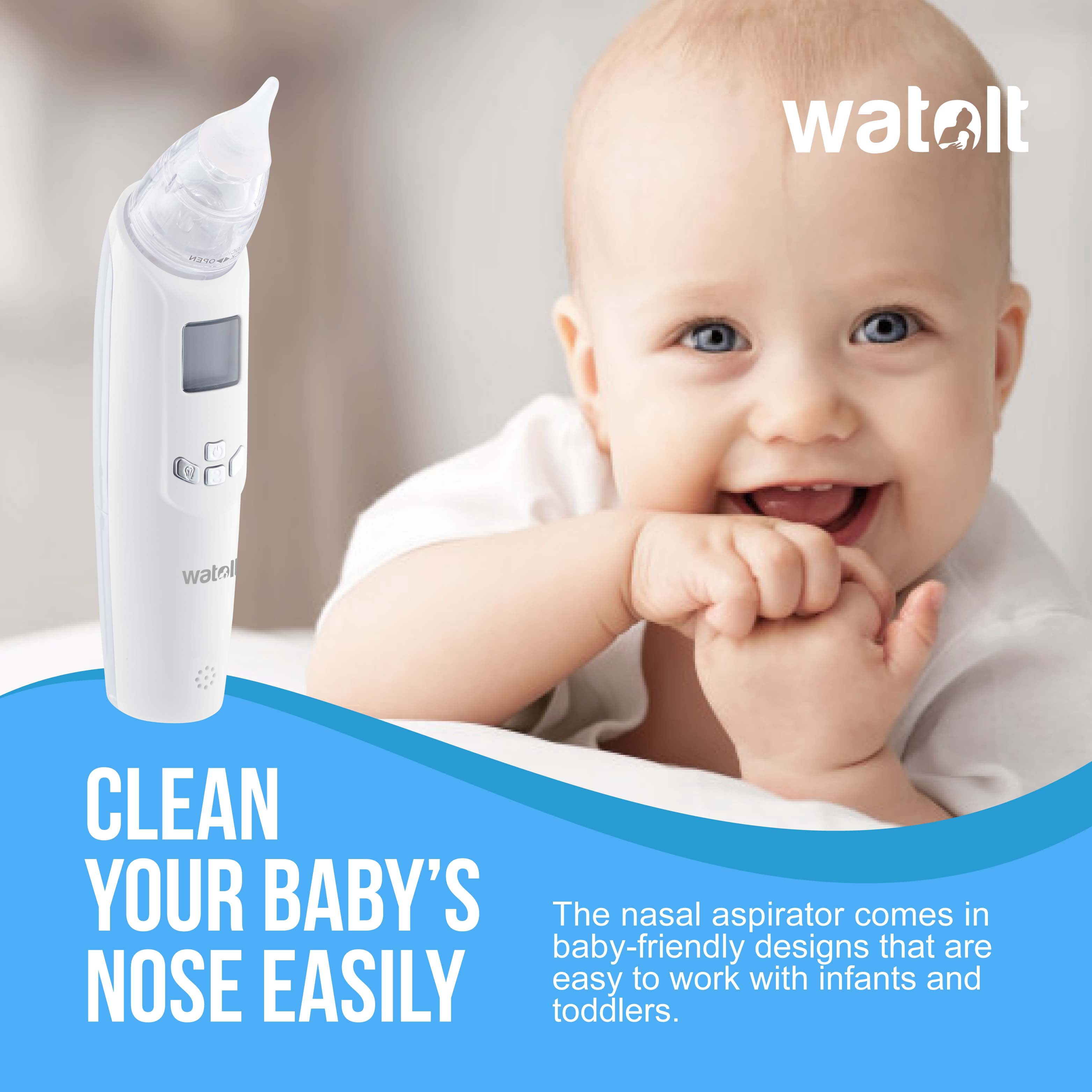 Watolt Baby Nasal Aspirator - Electric Nose Suction for Baby - Automatic Booger Sucker for Infants - Battery Powered Snot Mucus Remover for Kids Toddlers (White, Standard)