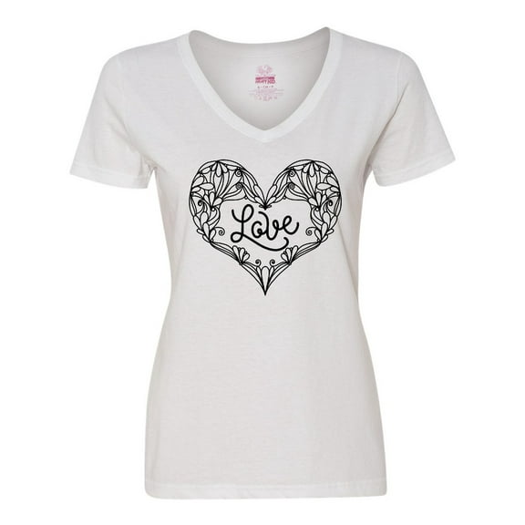 Inktastic Valentine's Day Love Decorated Heart Women's V-Neck T-Shirt