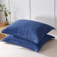 thumbnail image 2 of 100% Cotton Quilted Pillow Sham Floral Printed Pillow Cover (Standard, Navy Blue), 2 of 7