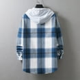 thumbnail image 5 of DxhmoneyHX Men's Long Sleeve Flannel Shirt Jacket with Hood Causal Button Up Plaid Shirts Lightweight Hooded Shirt, 5 of 5