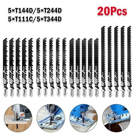 

GLFILL 20Pcs Jigsaw Blade Metal Wood Cutting Assorted Reciprocating Blades T144D T244D