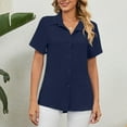 thumbnail image 6 of Yufatyle Blouses for Women Dressy Casual Summer Hot Birthday Gift Short Sleeve Blouses for Women Round Neck T-shirts Loose Comfortable Female Blouses Navy, 6 of 9