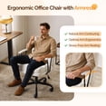 thumbnail image 5 of Ktaxon Office Chair with Armrests, Linen Fabric Desk Chair with Wheels, Swivel Task Chair for Study Room or Dressing Vanity Area White, 5 of 8