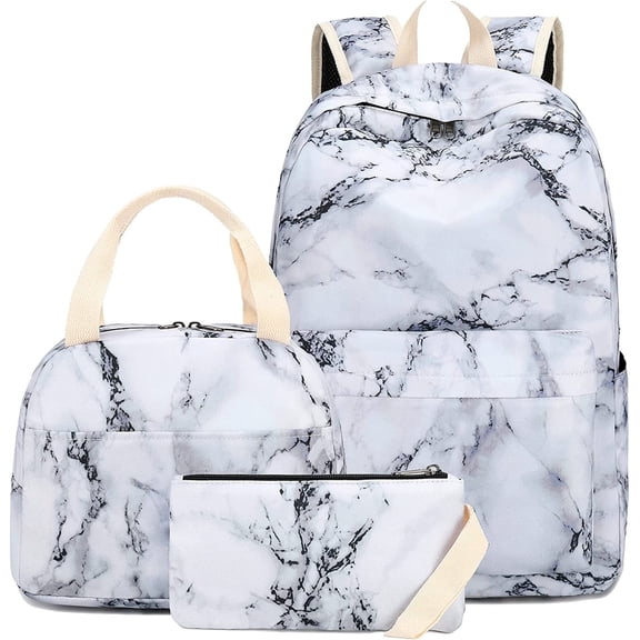 3 in 1 Backpack for Teen Girls,Happon Bookbag Backpack Set with Lunch Box and Pencil Bag,Lightweight Travel Backpacks for Middle School College