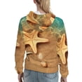 thumbnail image 7 of Fotbe Starfish And Seashell 1 Pattern Womens Long Sleeve Hoodie, Pullover Hooded Sweatshirt, Kangaroo Pocket Hoodie with Eye-catching Drawstrings-Small, 7 of 7