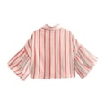 thumbnail image 5 of HomeDM Womens Button Down Shirts 3/4 Ruffled Sleeve Dressy Summer Tops, Solid Color Crop Shirts - Orange/M, 5 of 9