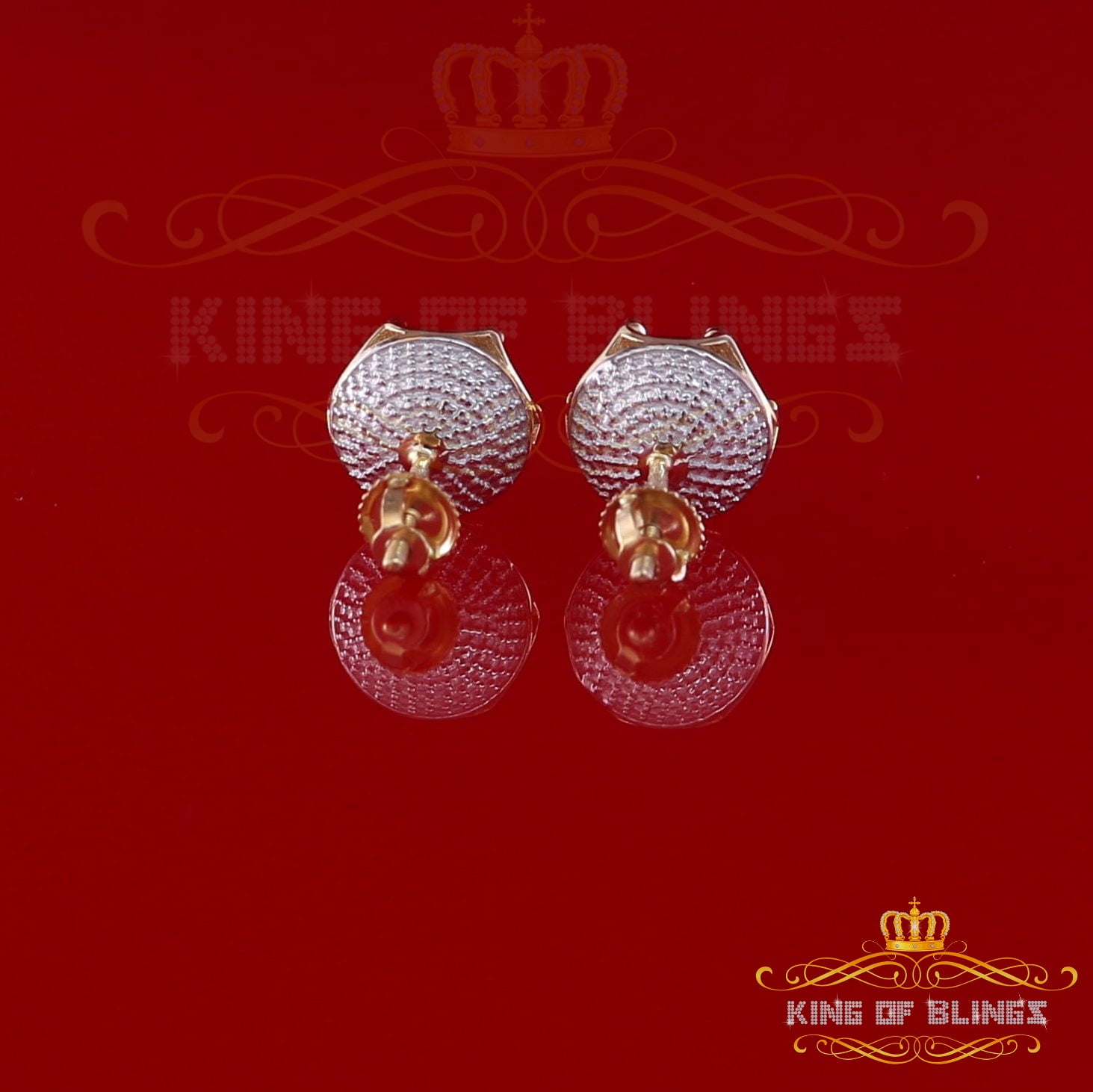 King of Bling's 10K Real Yellow Gold Real Diamond 0.20CT Men's/Women's Stud Micro Earring