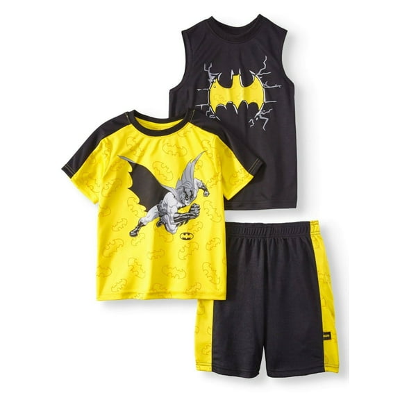 Batman 3 PC Short Sleeve Shirt Shorts Outfit Set Boy Size 5/6